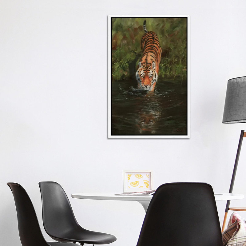 Tiger Cooling Off by David Stribbling - Gallery-Wrapped Canvas Giclée on Canvas, White Framed, 101.6 cm H x 66.04 cm W