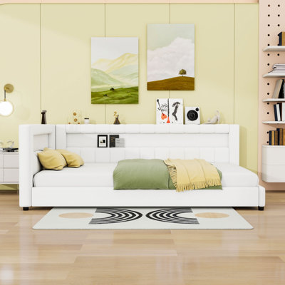 Upholstered Daybed with LED Belt and USB Ports