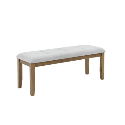 Banc de salle à manger gris en contreplaqué de bois d'hévéa en chêne noyer, l 48 po de largeur, 16 po de profondeur, pour 2 personnes, pour 48 pouces de confort