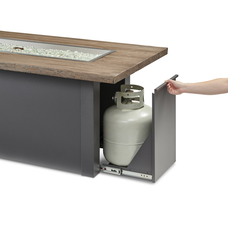 Havenwood Rectangle Smokeless Fire Pit Table with Hidden Fuel Tank, 24.5" H x 44" W x 30" D, Brown/Gray