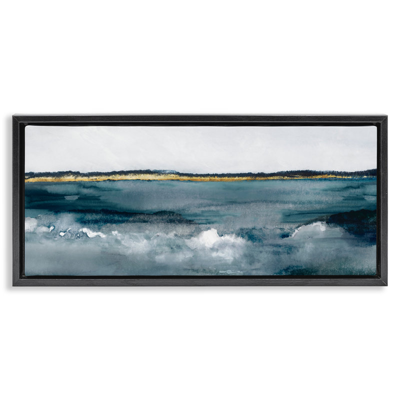 Cadre flottant The Great Beyond Seascape, conception de Jacob Q, H 11 po x l 25 po, Cadre flottant noir de jais