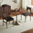 Dark walnut Gold Rectangular Solid Wood Stainless steel Dining table-840285856