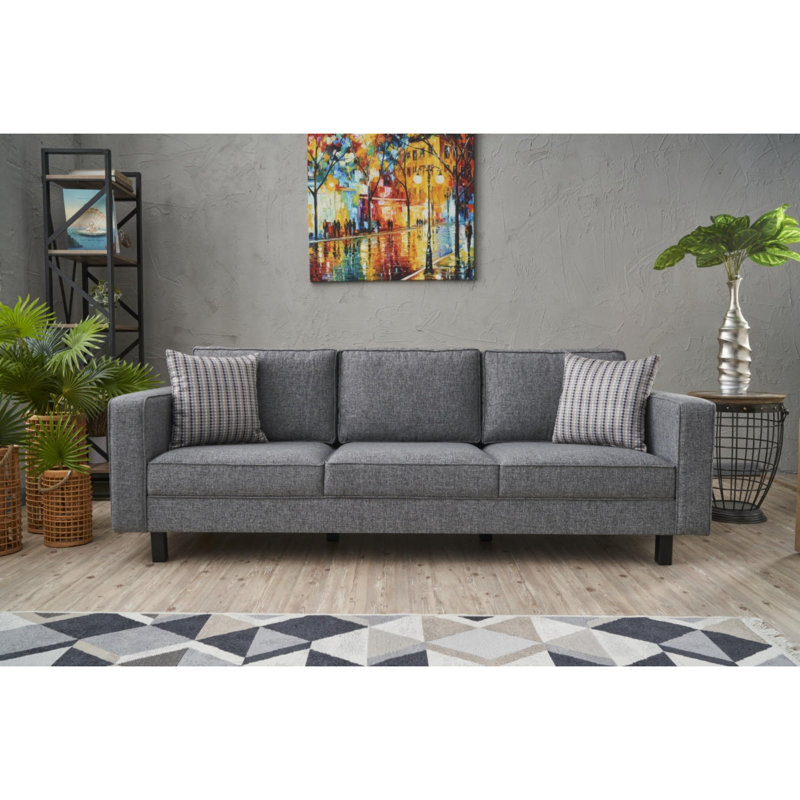 Canapé rembourré Breaanna, Mélange de polyester gris