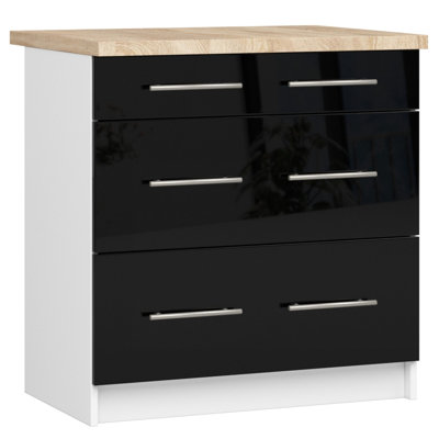 Oliwia kitchen base cabinet in white and glossy black