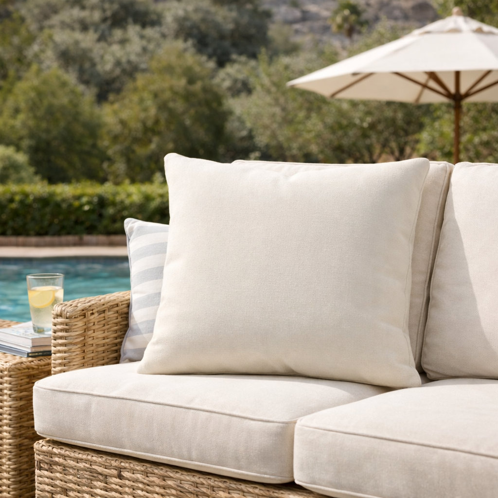 Sunbrella® Throw Pillow, Square 20", Canvas Natural Sunbrella® Canvas