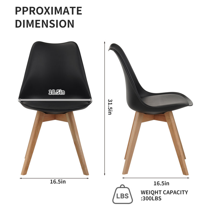 Set Of Four Dining Chairs, Medieval Modern Style Dining Chairs For Kitchen And Dining Room, With Wooden Legs, Black