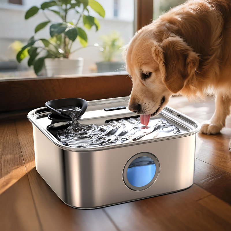 Oneisall PW07 Dog Water Fountain for Large Dogs, 10L/2.6Gal Dog Fountain Water Bowl with Multi-Filtration & Deeper Drinking Aera, Large pet Water Fountain with Water Window & LED, Ultra-Quiet