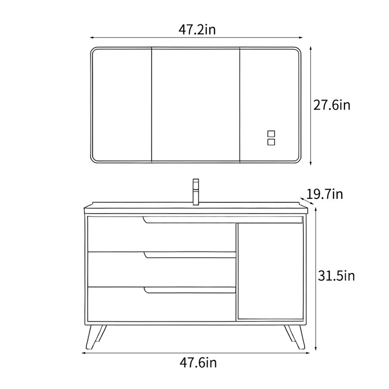 Armoire de salle de bain simple de style américain