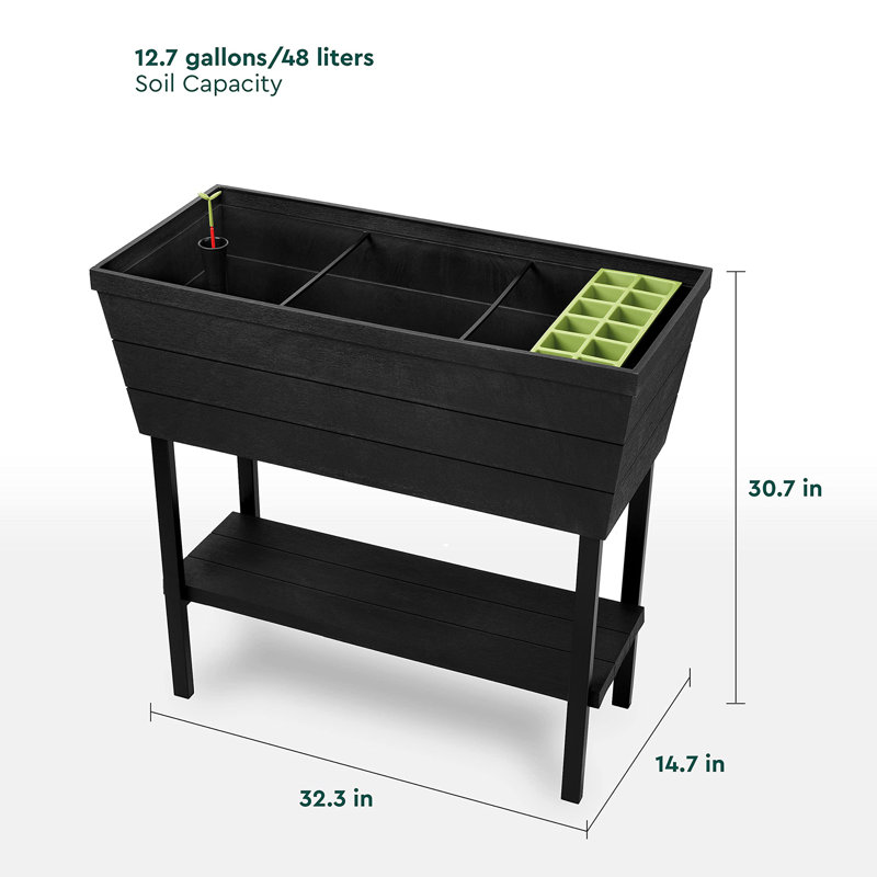 Keter Urban Bloomer Raised Garden Bed with Self-Watering and Drainage System Elevated Raised Planter for Backyard Patio Balcony