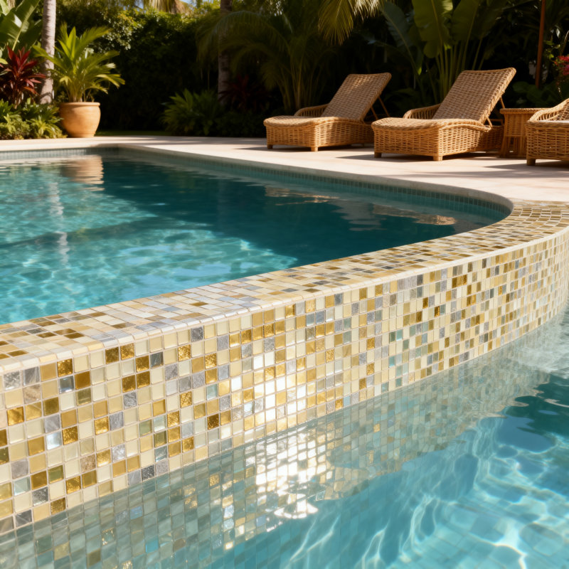 New Era 12 in. x 12 in. Glass & Stone Straight Edge Square Mosaic Wall & Pool Tile, California