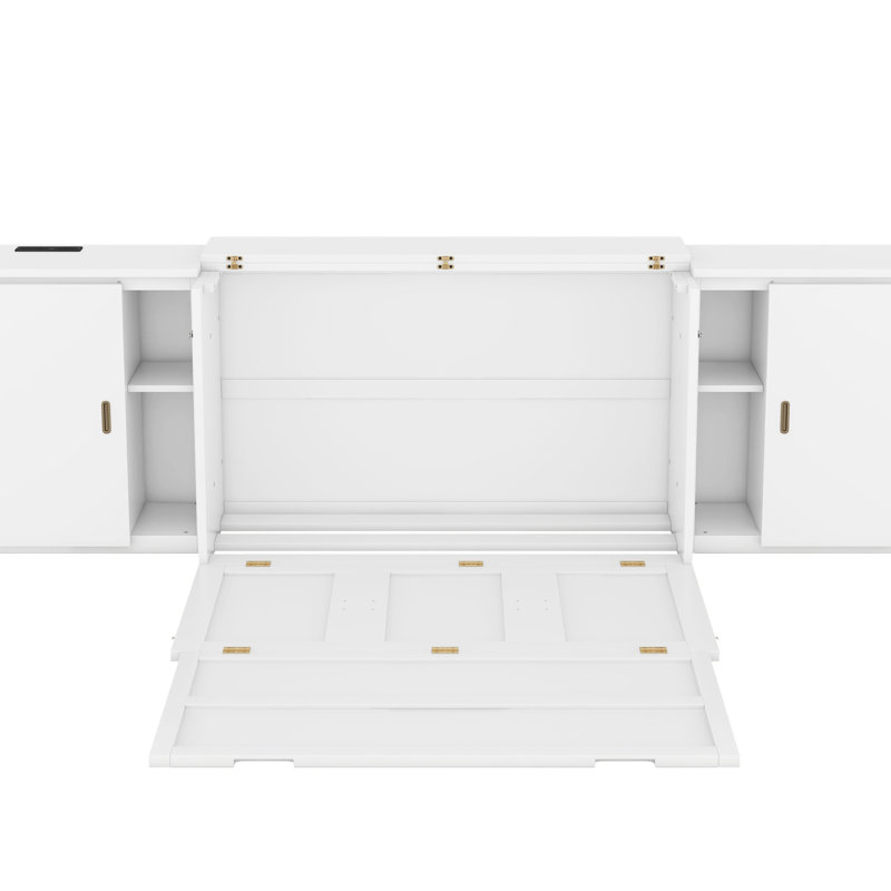 Lit double avec tablettes et armoires - Transformez efficacement votre espace en tablettes blanches, transformez le bureau personnel en un espace de production