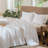 MooMee Lightweight Quilt Set 100% Washed Cotton Linen-Like Stripe Stitch Breathable All-season -114492300-114492298