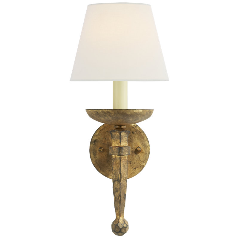 Chapman & Myers Iron Torch Sconce, Gilded Iron, Fabric