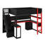 Lit mezzanine avec escalier de rangement, bureau intégré, tablettes et panneau perforé Gaming-1259335054