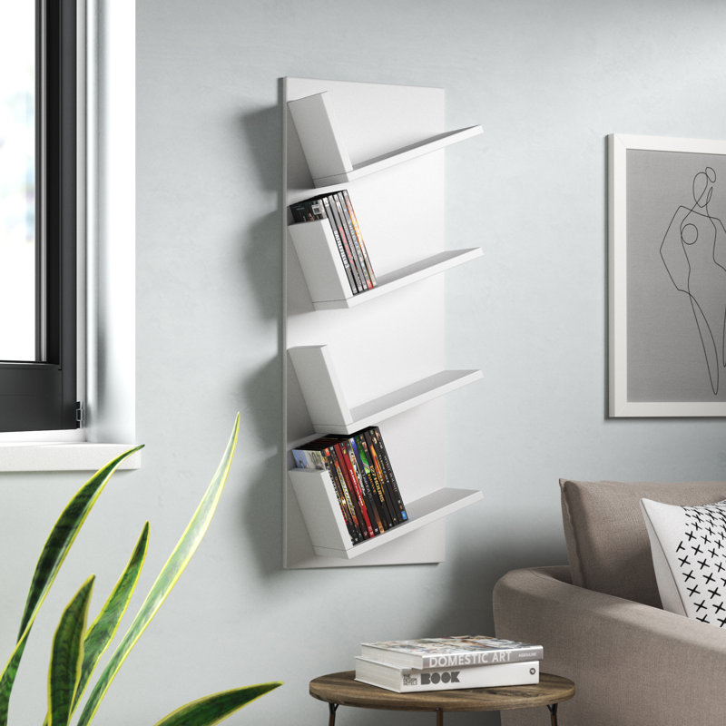 H Media Shelves, White, 180cm H x 33cm W x 16cm D