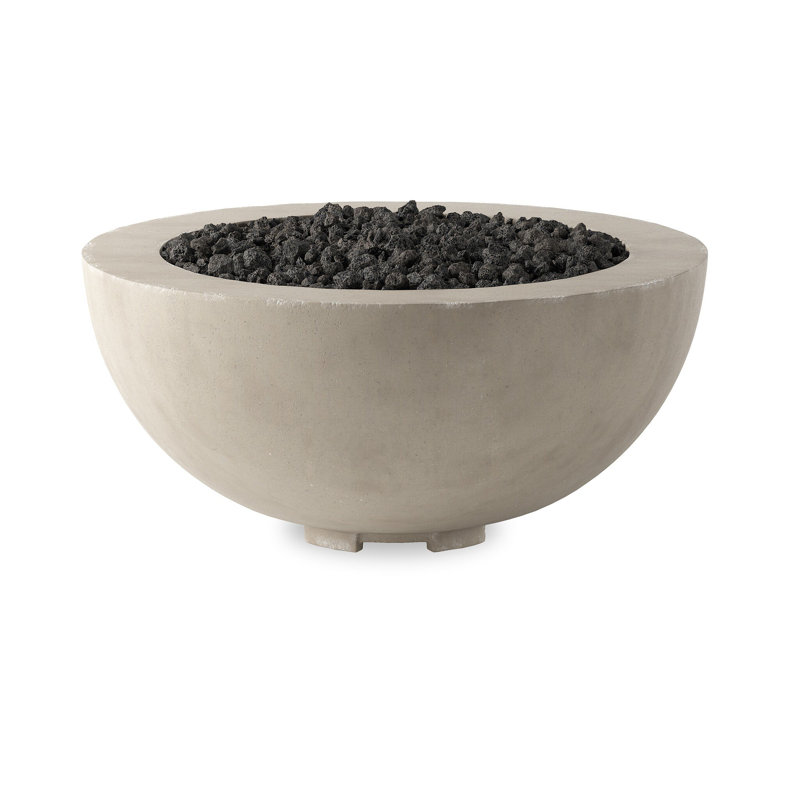 Bronson 18" H x 39" W Concrete Outdoor Fire Pit Table, Natural Concrete, Propane