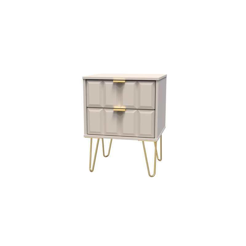 Fully Assembled Alkim Manufactured Wood Bedside Table, Beige