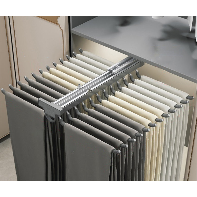 Maxhold Dual-Row Pull-Out Pants Rack, 1.18" H x 24.32" W x 32.25" D