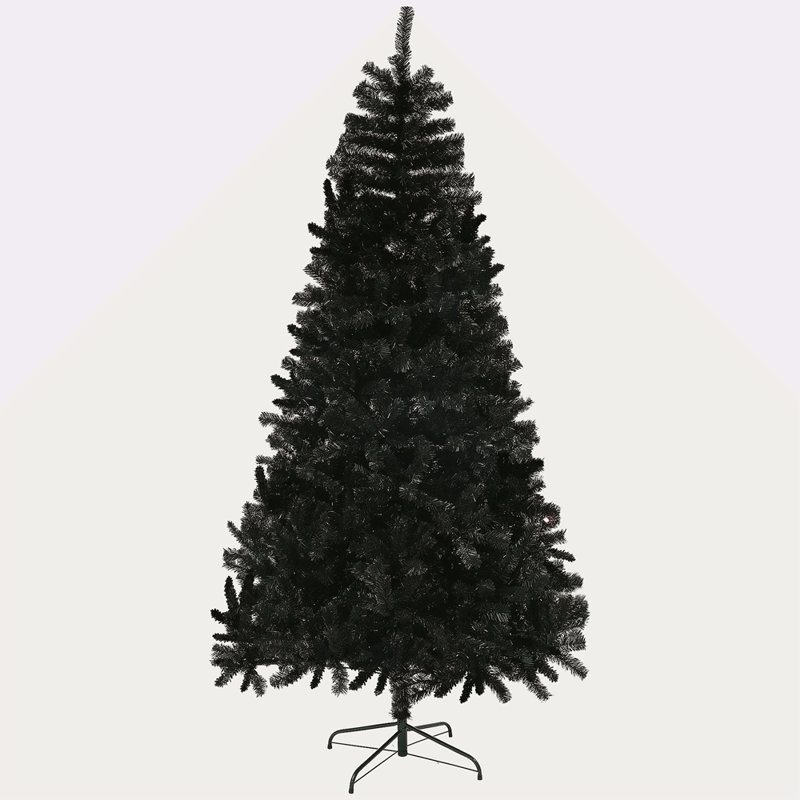 Arbre de Noël artificiel de 7,5 pi de hauteur, arbre de Noël non éclairé avec 1346 pointes de branches, ouverture automatique, base en acier, décoration des Fêtes pour bureau personnel, noir