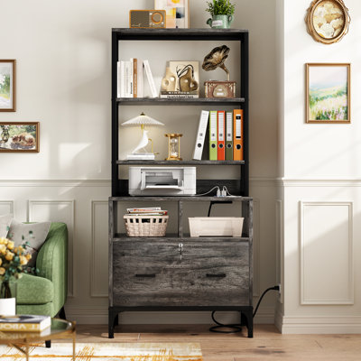 Ezren 29.5" Wide 1 -Drawer File Cabinet with Lock & Charging Station