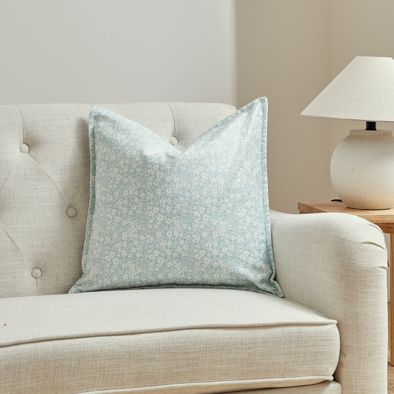 Leaf Floral Reversible Throw Pillow, Sea Blue Floral