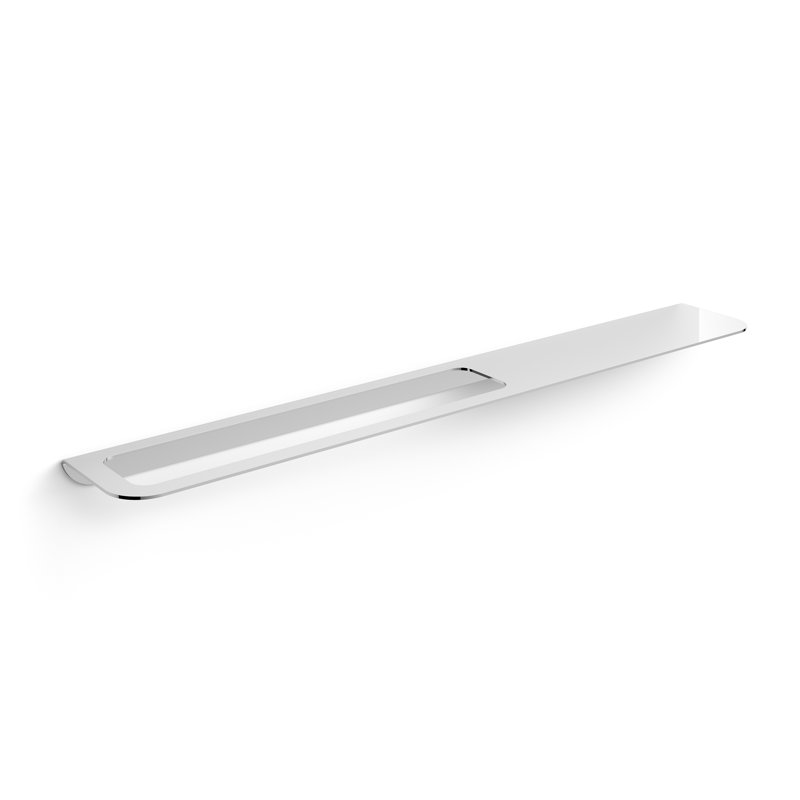 Rosa Metal Floating Shelf with Towel Bar, Brushed Stainless Steel