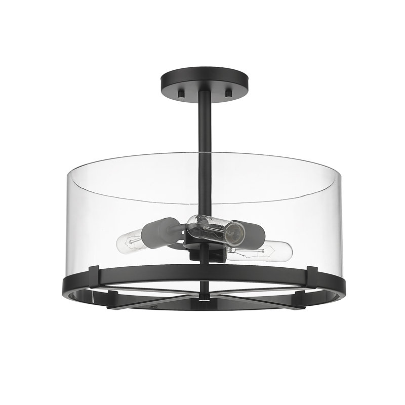 Plafonnier semi-encastré 3 lumières 16,5 po Mabe, Noir mat