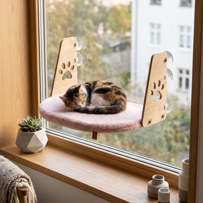 Plush Window-Mounted Suction Cup Cat Perch Bed