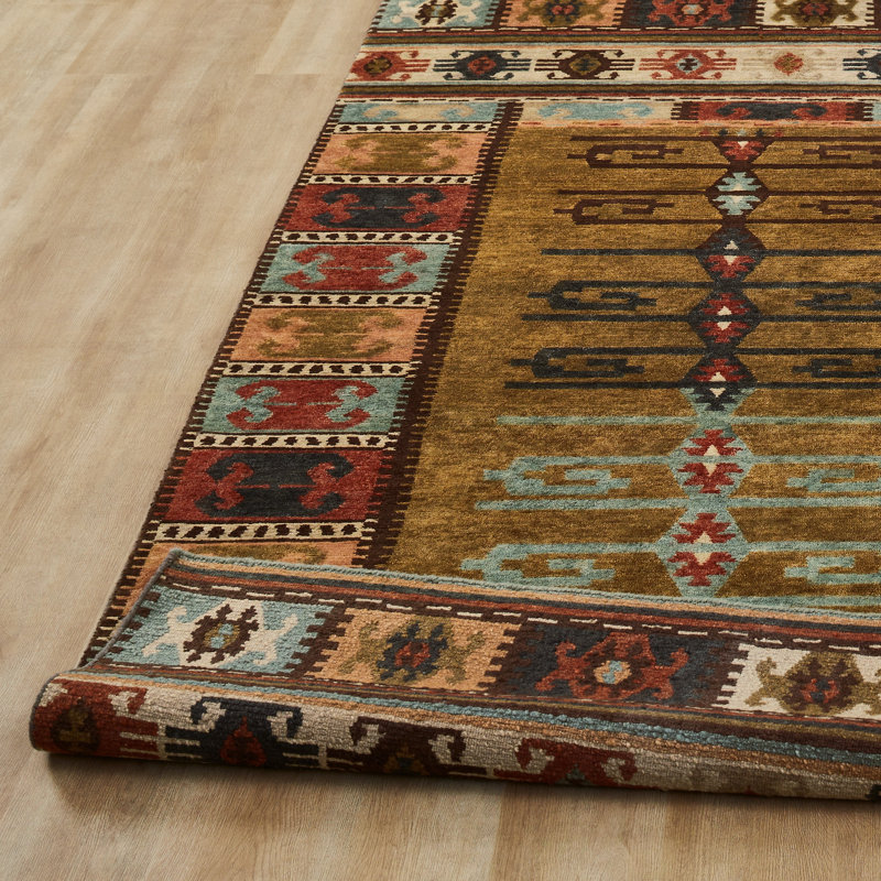 Bakke Wool Southwestern Area Rug in Brown, Rectangle 8' x 10'