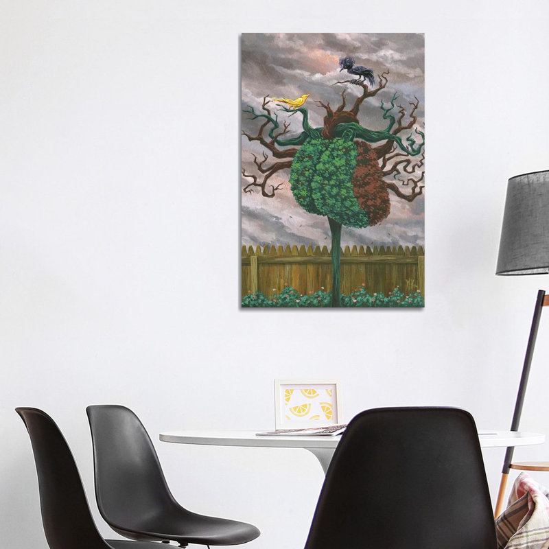 Song Bird And Crow by Martin Hsu - Print on Canvas, 66.04 cm H x 45.72 cm W x 3.175 cm D, Wrapped Canvas