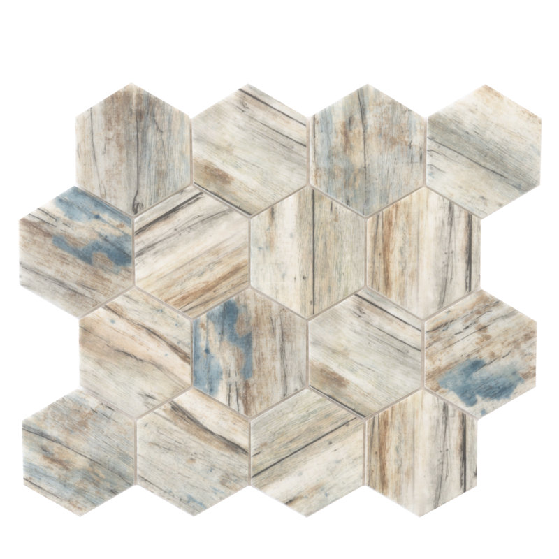 Carreau de mosaïque en verre 2,8 po x 2,8 po, Bois bleu