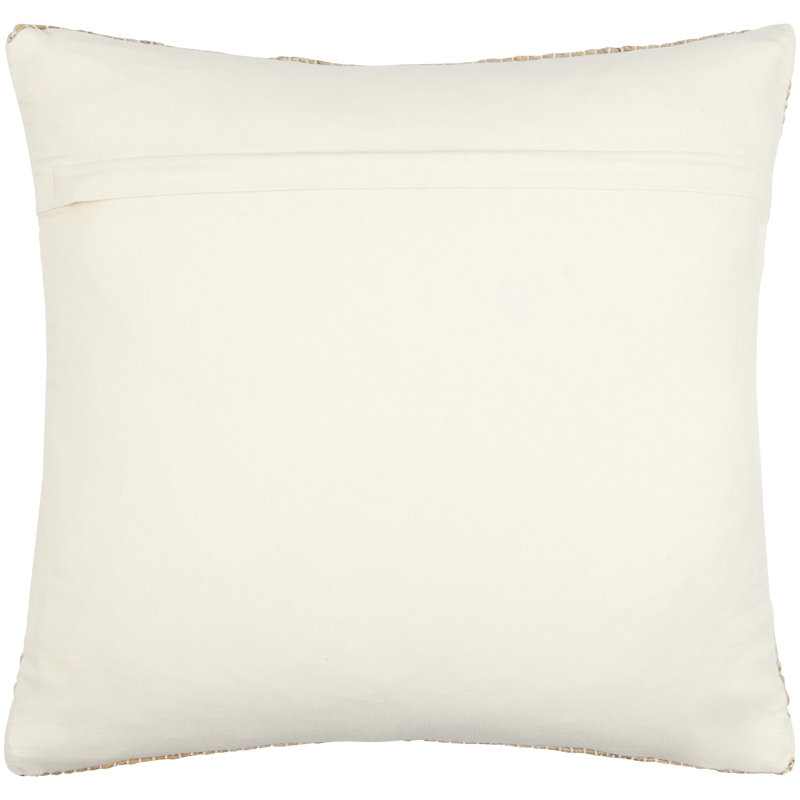 Boundary 20'' Beige and White Jute Wool Cotton Throw Pillow