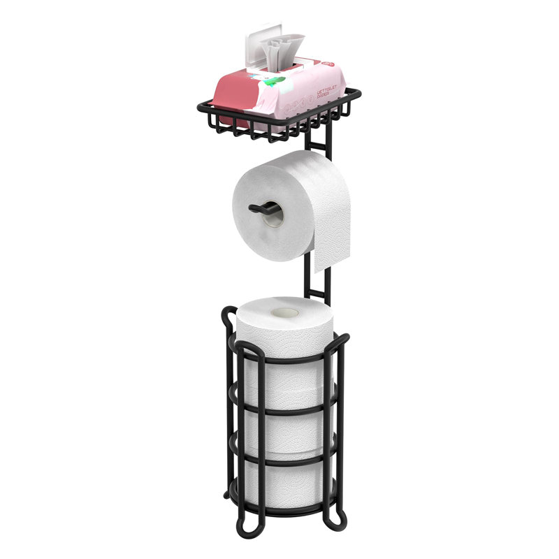 Free Standing Toilet Paper Holder, Matte Black