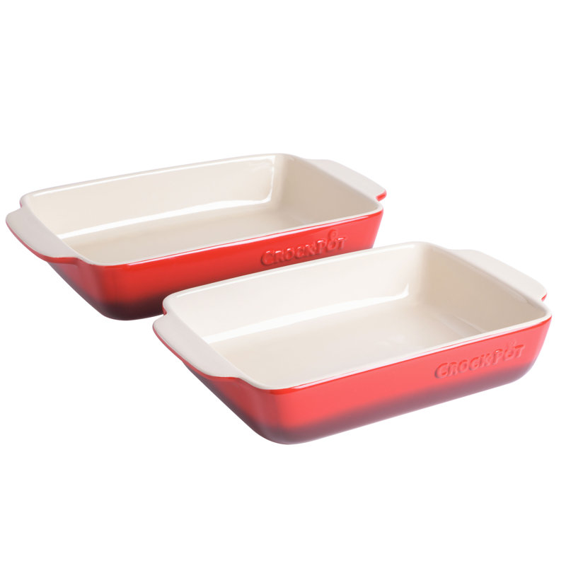Gradient Red Ceramic Bakeware Set with Integrated Handles