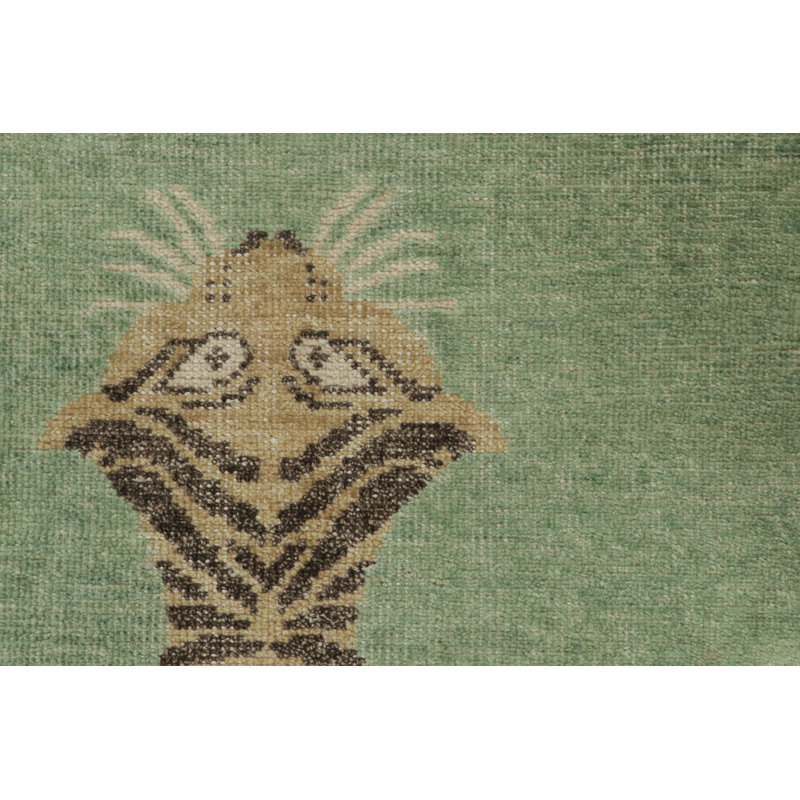 Distressed Homage Hand Knotted Wool Animal Print Area Rug, Runner 3' x 14'