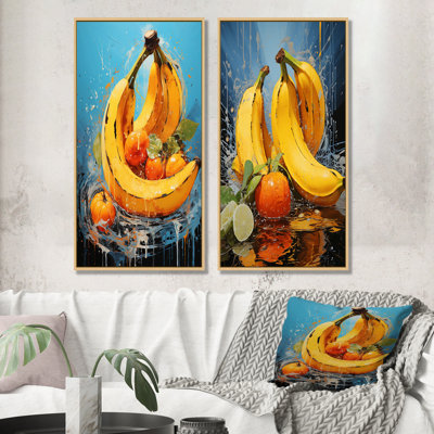 Ensemble de 2 décorations murales Banana Yellow Sunshine