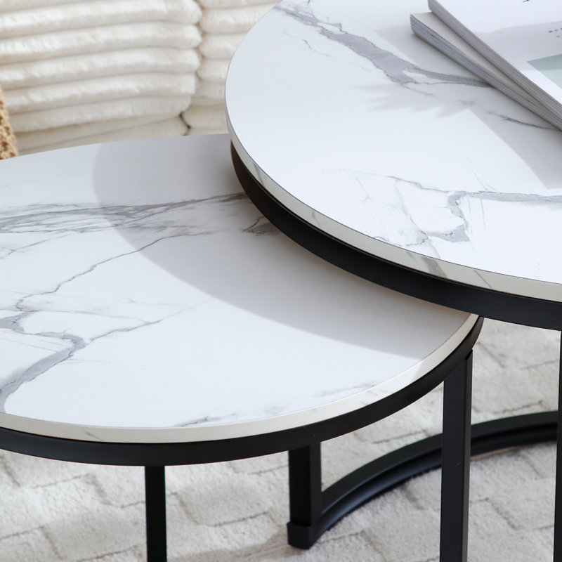 Table basse gigogne Hadee, Blanc, Noir, noir, noir, noir
