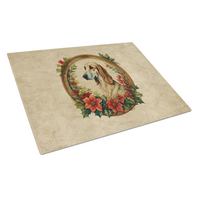 Saluki Christmas Flowers Glass Cutting Board