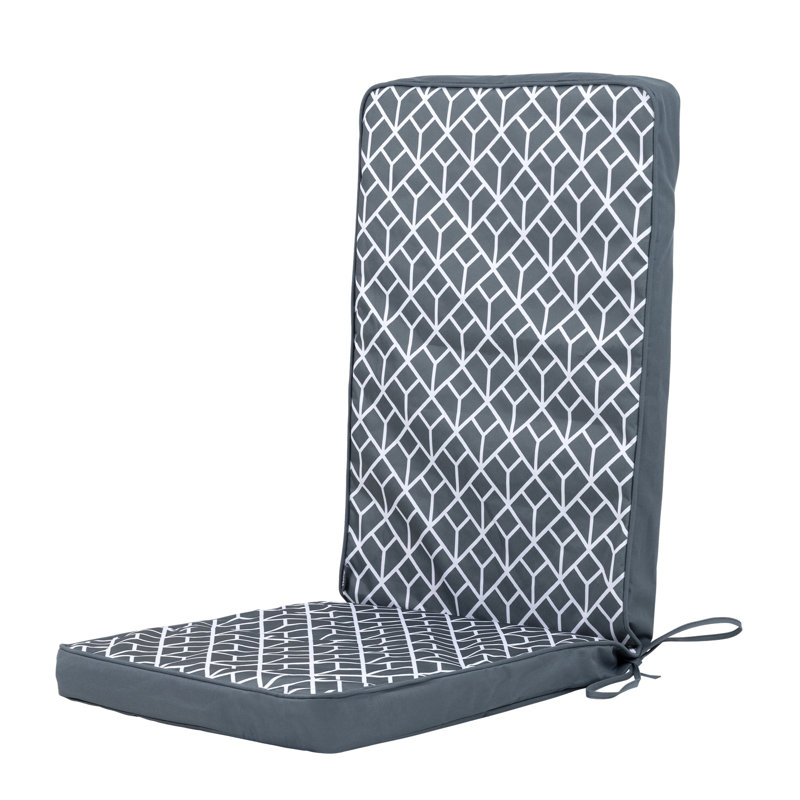Geometric Outdoor High Back Seat Pad, Charcoal Geometric