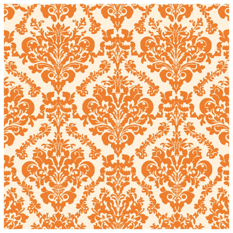 Tapisserie murale orange à motif damassé - Décoration murale damassé, 50in H x60in W with 4 Grommets