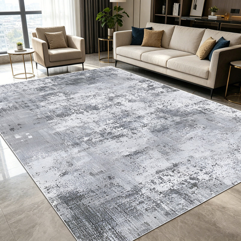 1PC Distressed Grey Abstract Vintage Farmhouse area rugs for Living Room, Soft and Comfortable, Suitable for all seasons, easy-to-maintain, machine washable Indoor floor mat, Under Table Farmhouse suitable for dining room, kitchen, bedroom, entryway
