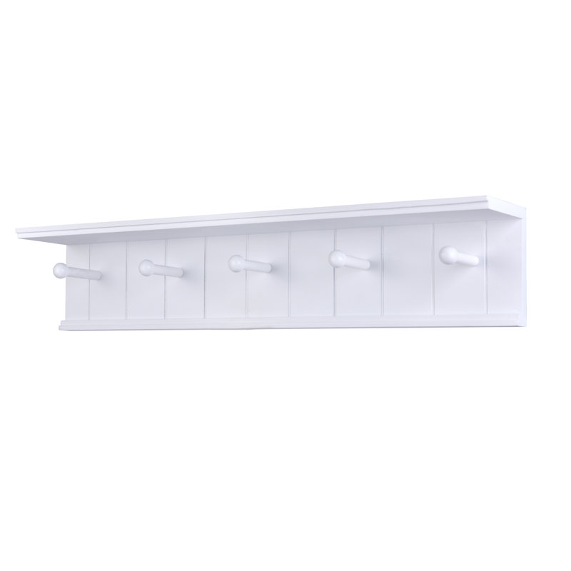 Adonis Wall Mounted Coat Rack with Hanger Hooks and Display Shelf