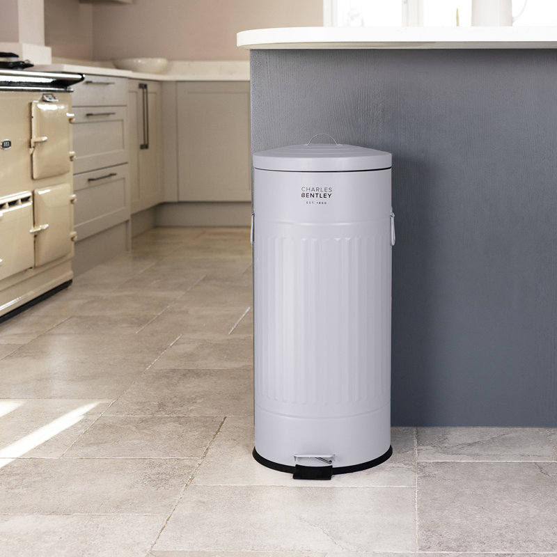 Areyonna Steel Step On Kitchen Trash Can - 30L, Grey