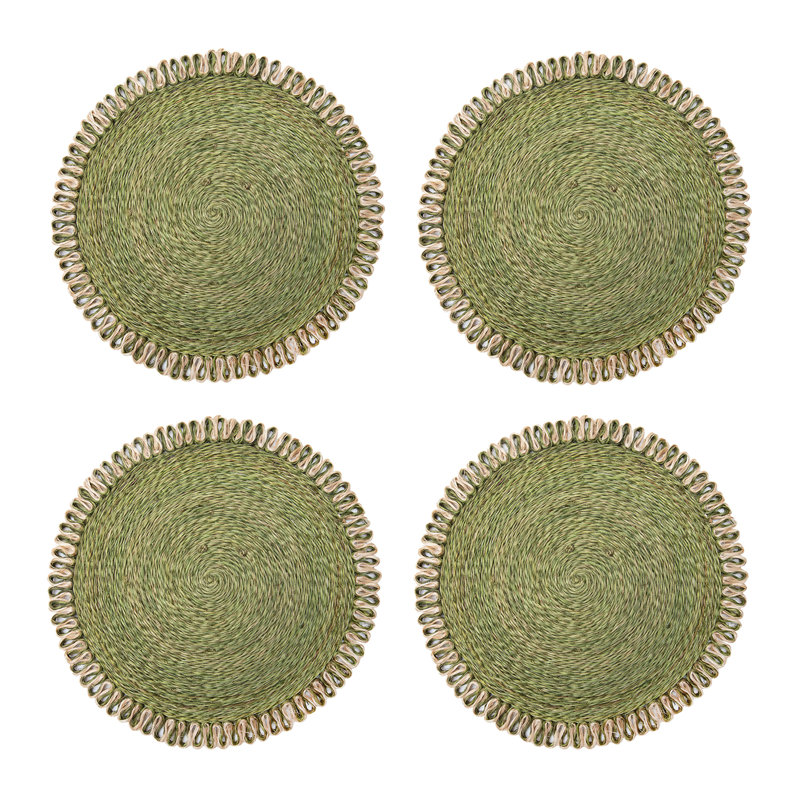 Napperon Amaretto Abaca, Vert olive / naturel