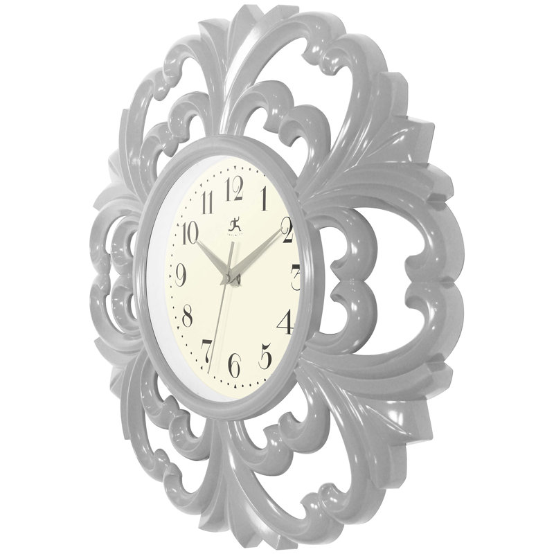Horloge murale 15,5 pouces Siebeld Wisteria, Gris Pierre