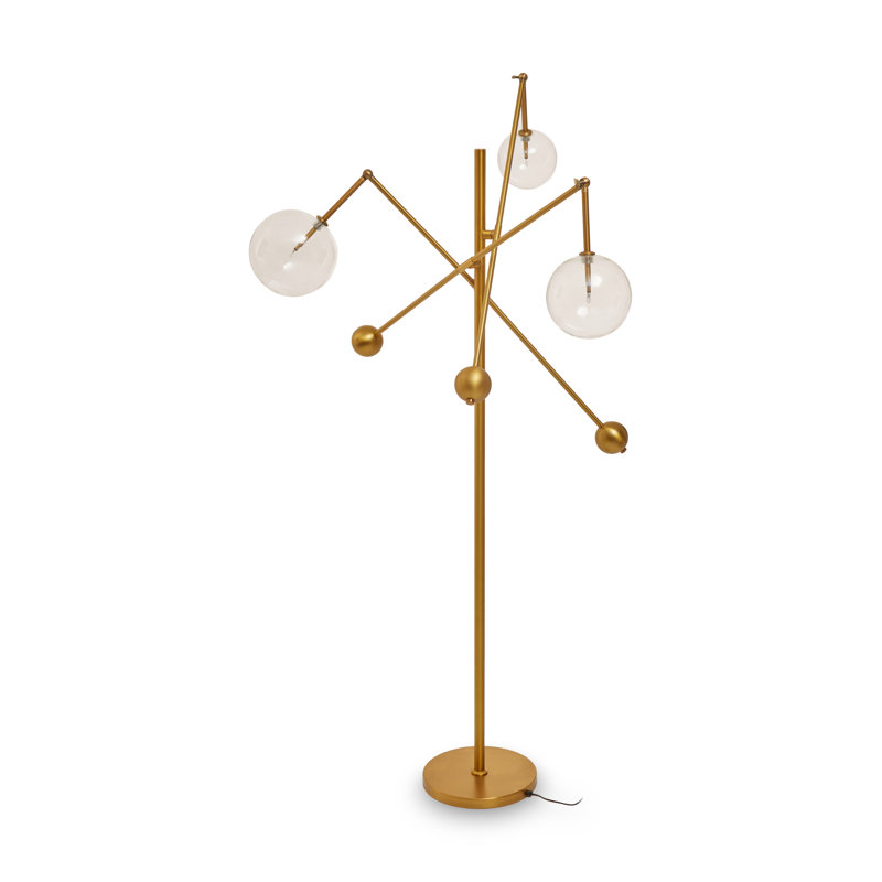 Anselma 200cm Gold Swing Arm Floor Lamp