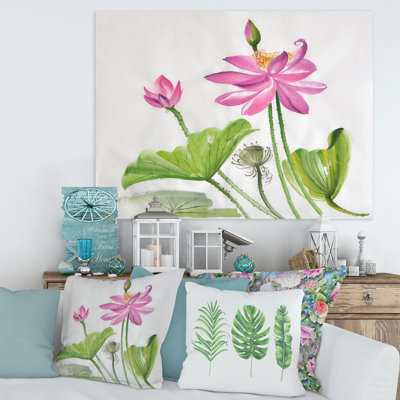 Deux fleurs de lotus roses - Peinture sur toile