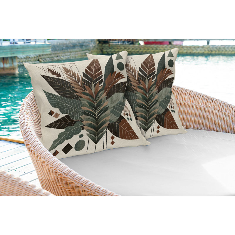 Ensemble de 2 housses de coussin Ambesonne Monstera vert sauge vert fauve, H 16 po x l 26 po, Rectangle