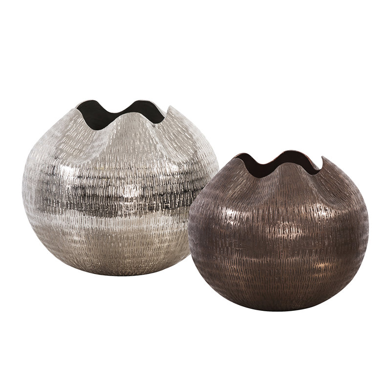 Locher Metal Table Vase, Copper, 9" H x 10" W x 10" D