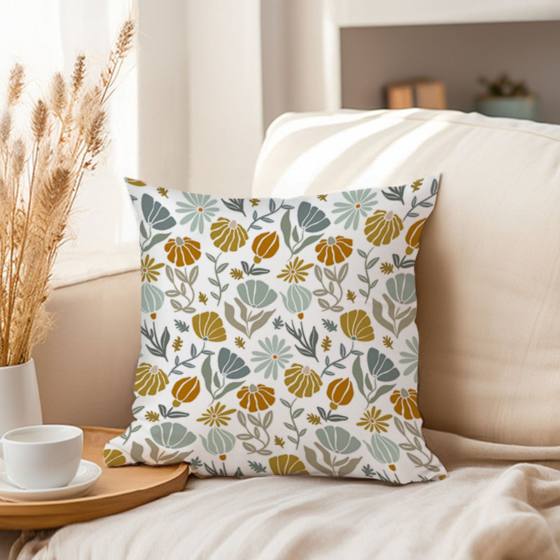 Botanical Retro Flower Pattern I Retro, 18"H x 18"W